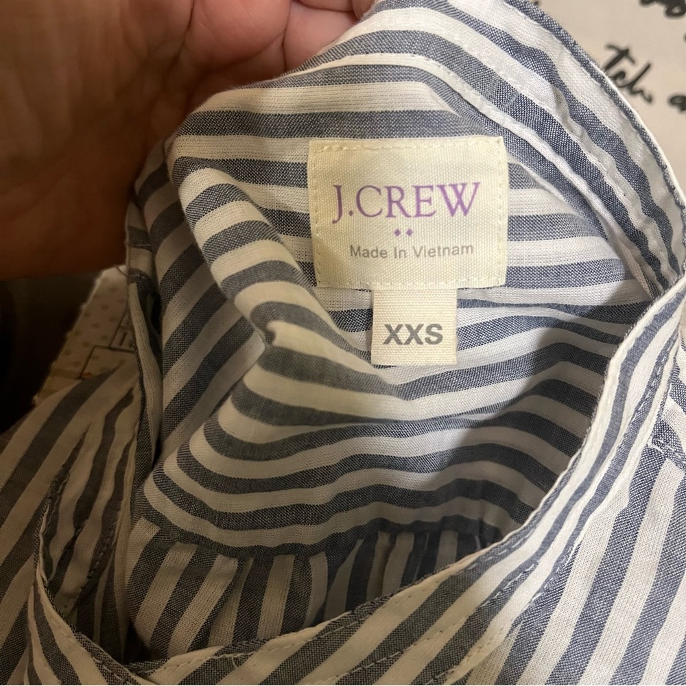 J.Crew Factory Ruffle Front Striped Popover Shirt - Picture 9 of 11